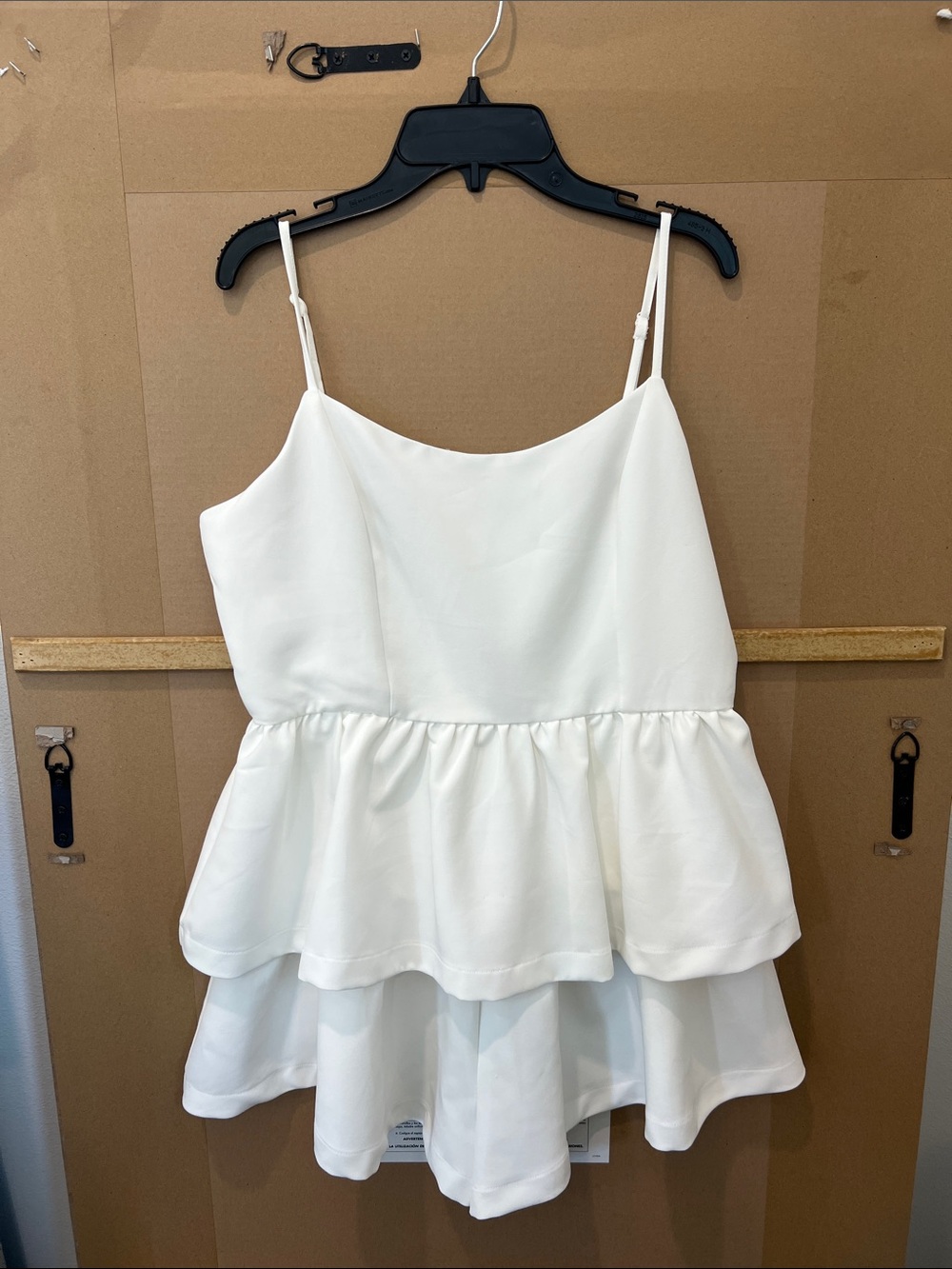White Tiered Peplum Spaghetti Strap romper - in great condition